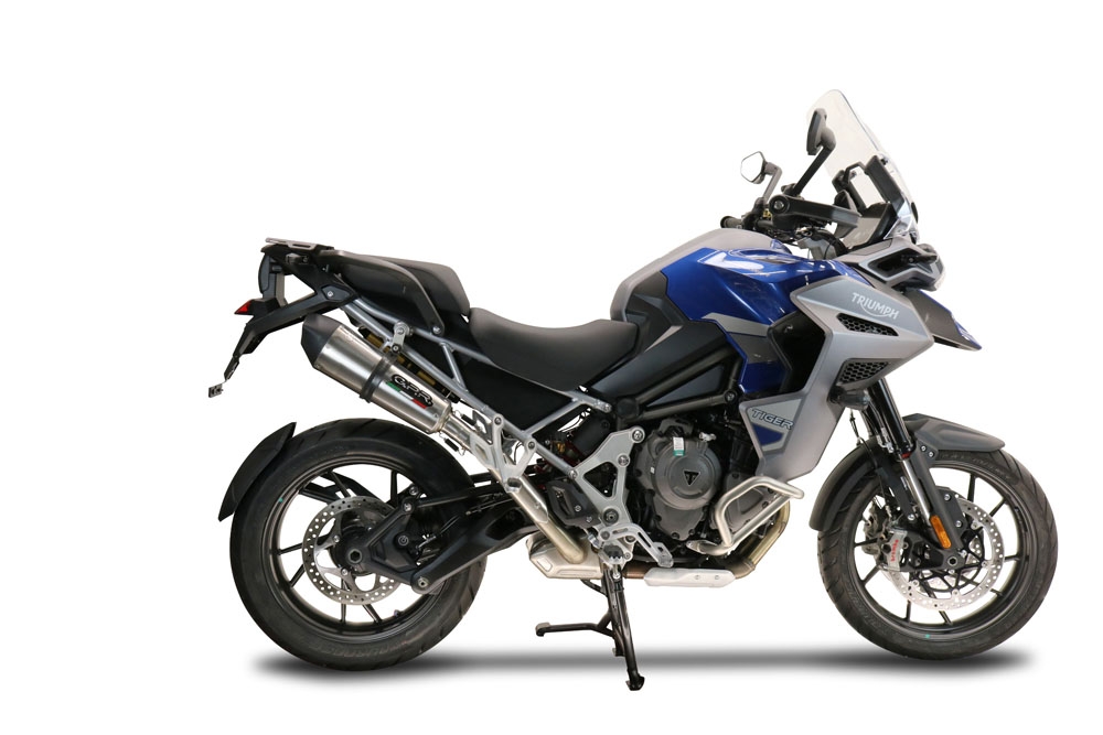 Scarico compatibile con Triumph Tiger 1200 Gt - Rally 2022-2024, GP Evo4 Titanium, Scarico omologato, silenziatore con db killer estraibile e raccordo specifico