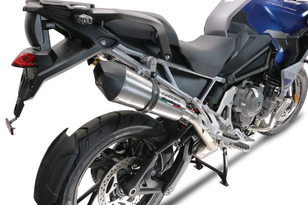 Scarico compatibile con Triumph Tiger 1200 Gt - Rally 2022-2024, GP Evo4 Titanium, Scarico omologato, silenziatore con db killer estraibile e raccordo specifico