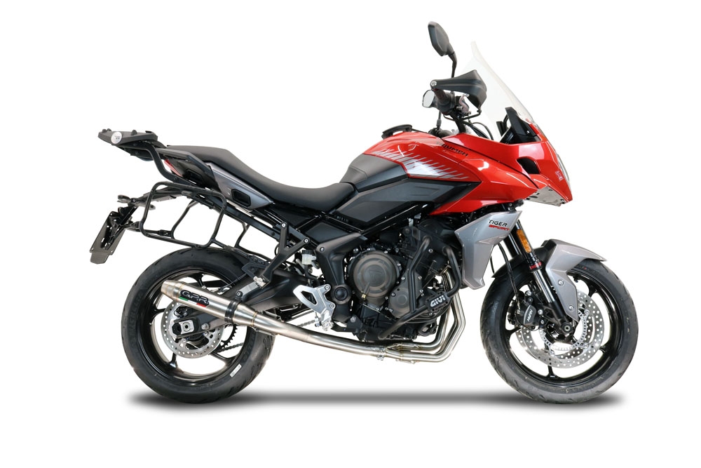 Scarico compatibile con Triumph Tiger Sport 660 2022-2024, Deeptone Inox, Scarico completo racing, fornito con db killer estraibile e collettore, non conforme per uso stradale