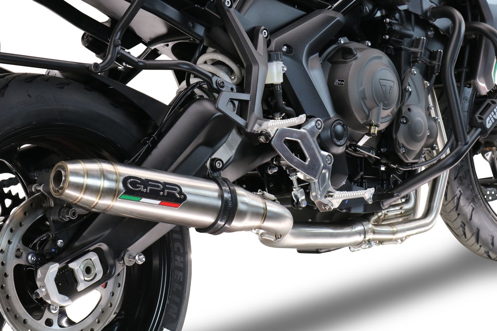 Scarico compatibile con Triumph Tiger Sport 660 2022-2024, Deeptone Inox, Scarico completo racing, fornito con db killer estraibile e collettore, non conforme per uso stradale