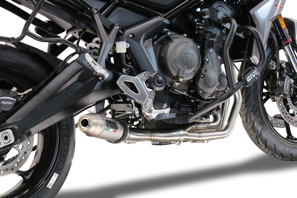 Scarico compatibile con Triumph Tiger Sport 660 2022-2024, Deeptone Inox, Scarico completo racing, fornito con db killer estraibile e collettore, non conforme per uso stradale