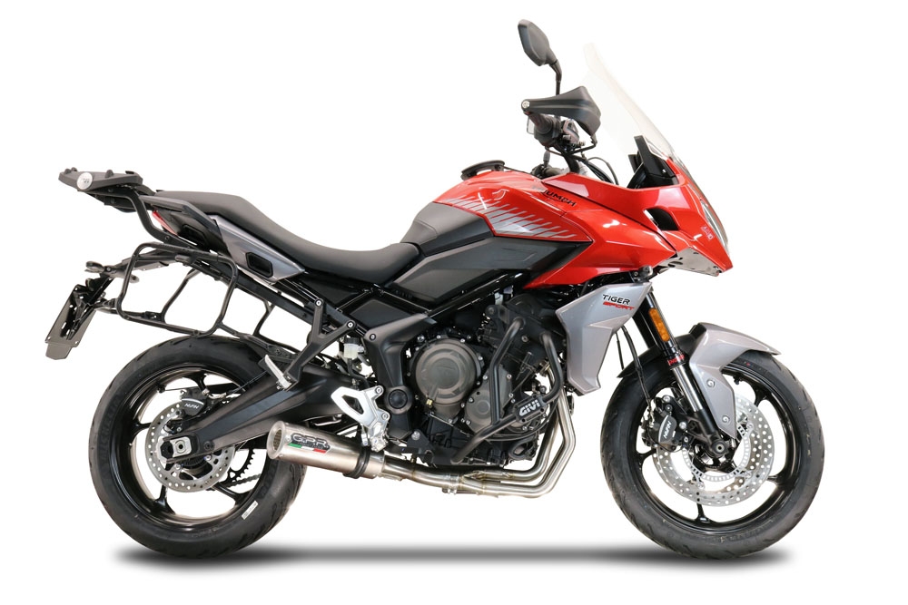 Scarico compatibile con Triumph Tiger Sport 660 2022-2024, M3 Inox , Scarico completo racing, fornito con db killer estraibile e collettore, non conforme per uso stradale