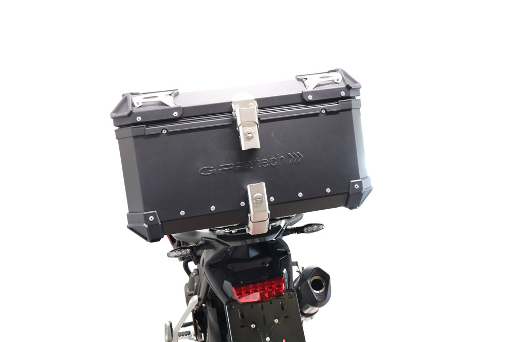 TOP CASE - BAULETTO GPR TECH COMPATABILE CON Triumph Tiger 850 Sport 2020/2024 e5 GPR TECH BAULETTO TOP CASE ALPI-TECH 55 LT COLORE NERO CON PIASTRA SPECIFICA 