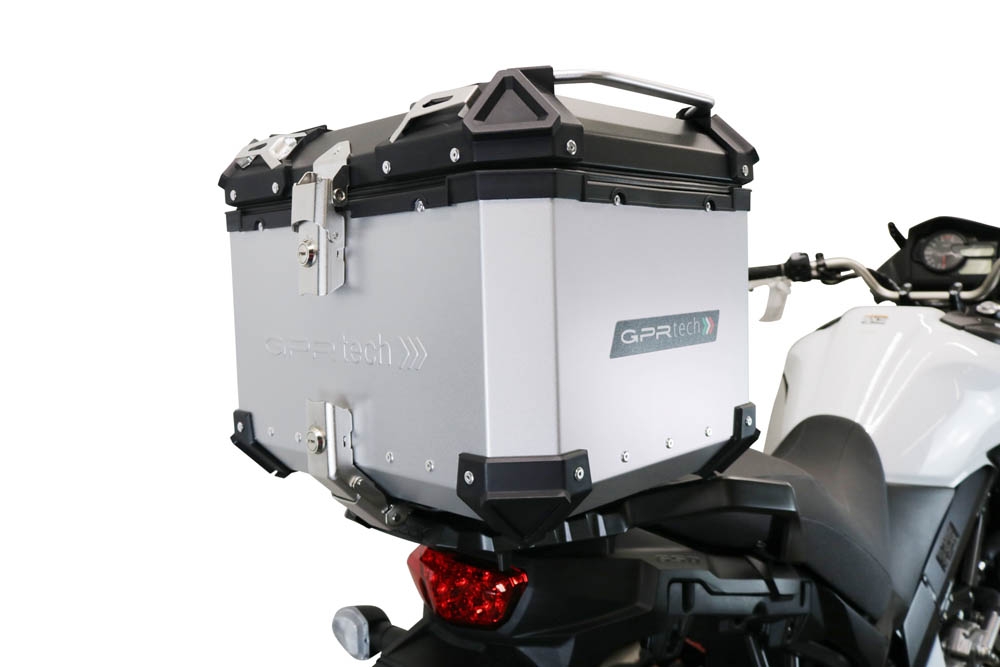 TOP CASE - BAULETTO GPR TECH COMPATABILE CON Suzuki V-Strom Dl 650 2017/2020 e4 GPR TECH BAULETTO TOP CASE ALPI-TECH 35 LT. COLORE ARGENTO CON PIASTRA SPECIFICA 