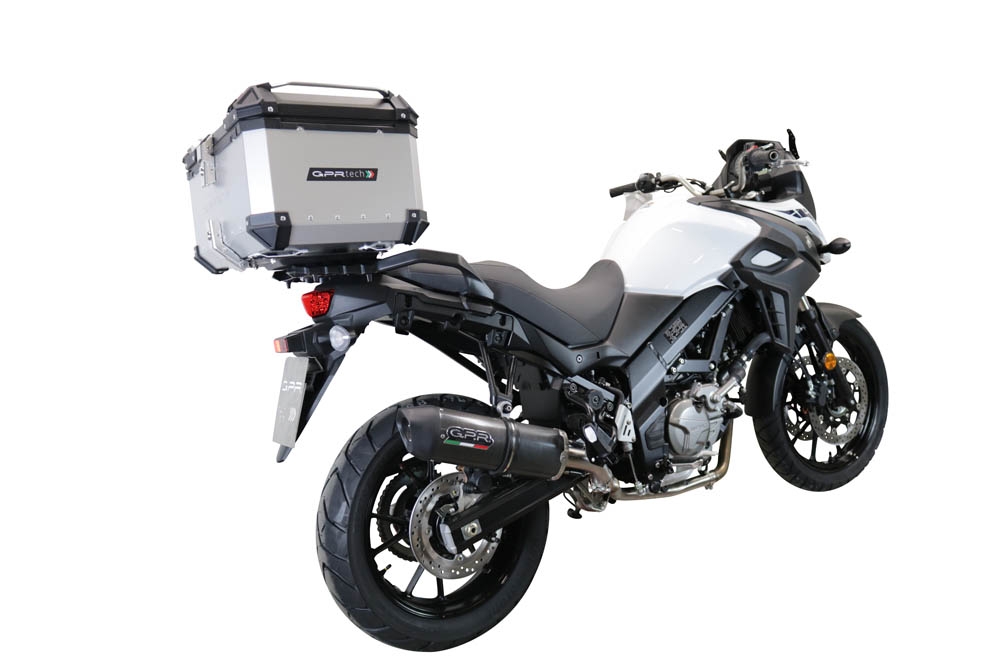 TOP CASE - BAULETTO GPR TECH COMPATABILE CON Suzuki V-Strom Dl 650 2021/2024 e5 GPR TECH BAULETTO TOP CASE ALPI-TECH 55 LT COLORE ARGENTO CON PIASTRA SPECIFICA 