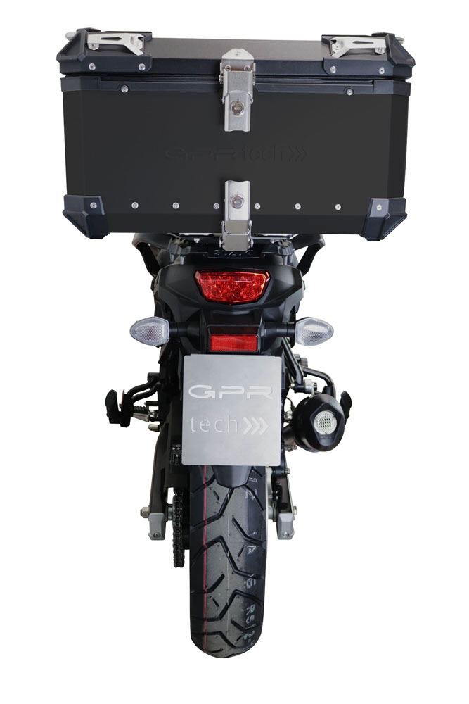 TOP CASE - BAULETTO GPR TECH COMPATABILE CON Suzuki V-Strom Dl 650 2021/2024 e5 GPR TECH BAULETTO TOP CASE ALPI-TECH 55 LT COLORE ARGENTO CON PIASTRA SPECIFICA 