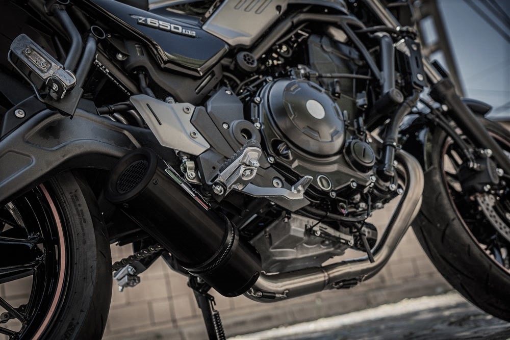 Exhaust system compatible with Kawasaki Z 650 RS 2021-2023, M3 Black Titanium, Homologated legal full system exhaust, including removable db killer and catalyst 