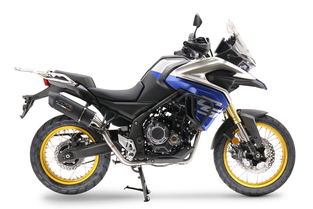 Exhaust compatible with Voge 525DSX 2023-2024, Furore Evo4 Nero, Homologated legal slip-on exhaust including removable db killer and link pipe 