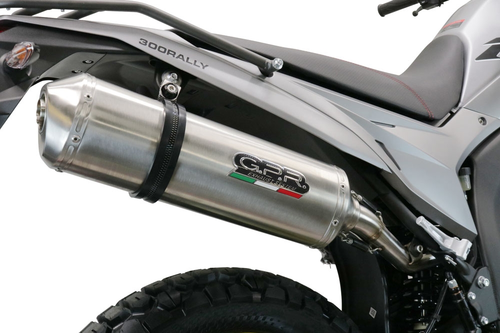 Exhaust system compatible with Voge 300Rally 2022-2024, Satinox , Homologated legal slip-on exhaust including removable db killer, link pipe and catalyst 