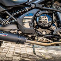 Exhaust system compatible with Kawasaki Vulcan 650 S 2015-2023, M3 Black Titanium, Homologated legal full system exhaust, including removable db killer and catalyst 