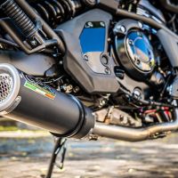 Exhaust system compatible with Kawasaki Vulcan 650 S 2015-2023, M3 Black Titanium, Homologated legal full system exhaust, including removable db killer and catalyst 