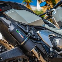 Scarico compatibile con Honda X-Adv 750 2021-2024, Furore Evo4 Nero, Scarico omologato, silenziatore con db killer estraibile e raccordo specifico