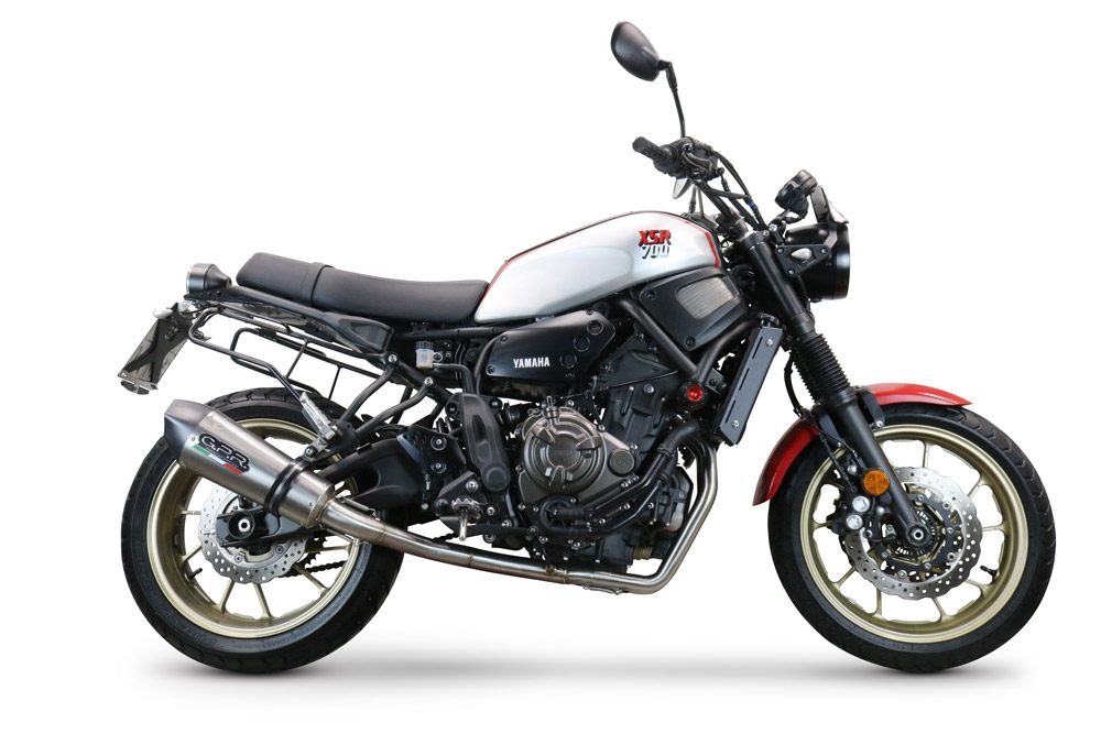 Scarico compatibile con Yamaha Xsr 700 2017-2020, Gpe Ann. titanium, Scarico completo racing, fornito con db killer estraibile e collettore, non conforme per uso stradale