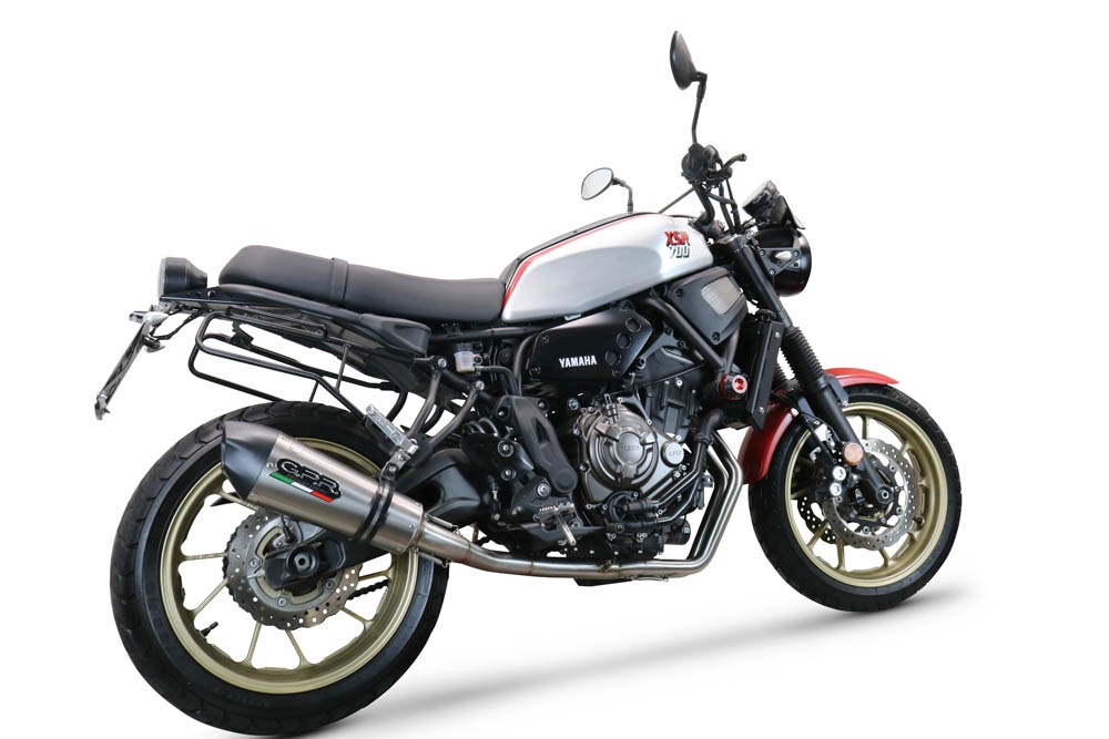 Scarico compatibile con Yamaha Xsr 700 2017-2020, Gpe Ann. titanium, Scarico completo racing, fornito con db killer estraibile e collettore, non conforme per uso stradale