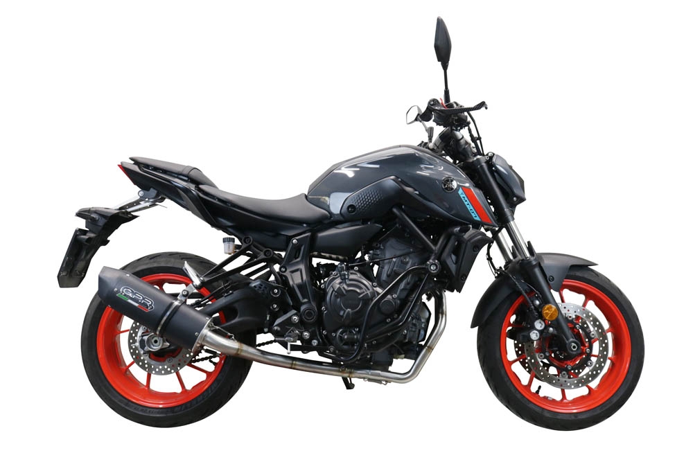 Exhaust compatible with Yamaha Mt-07 2021-2024, Furore Nero, Racing full system exhaust, including removable db killer 