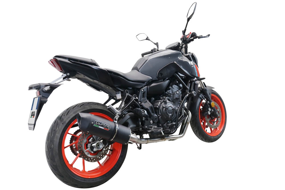 Exhaust compatible with Yamaha Mt-07 2021-2024, Furore Nero, Racing full system exhaust, including removable db killer 