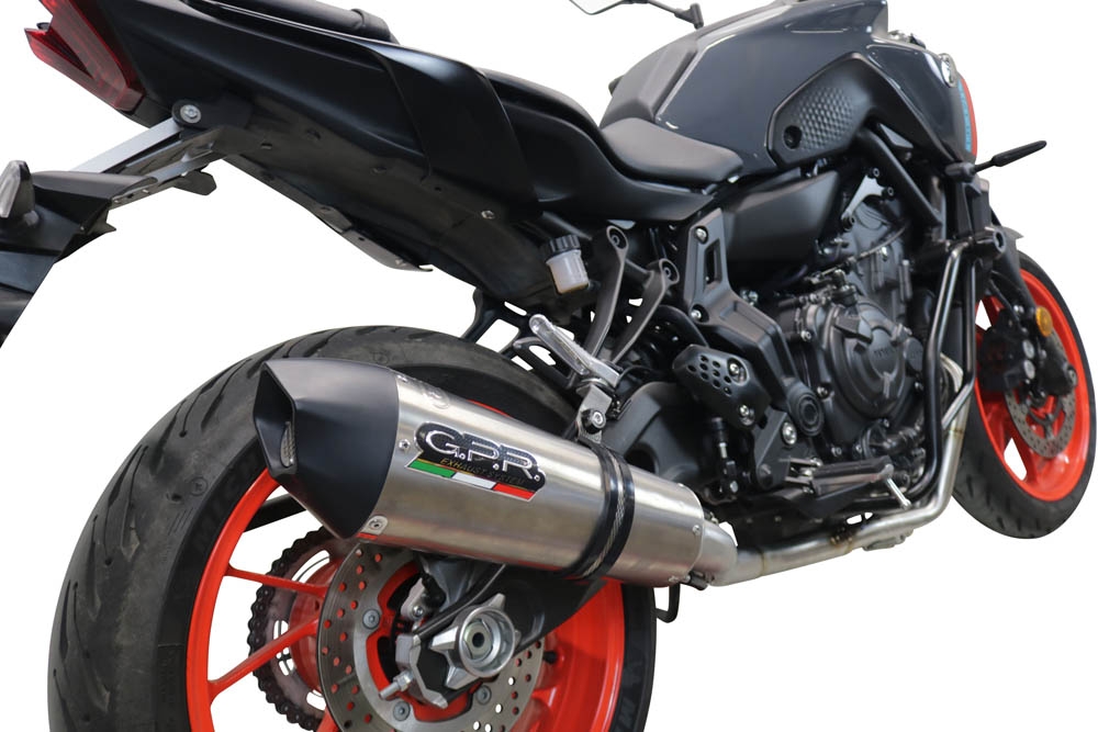 Scarico compatibile con Yamaha Mt-07 2021-2024, GP Evo4 Titanium, Scarico completo omologato,fornito con db killer estraibile,catalizzatore e collettore