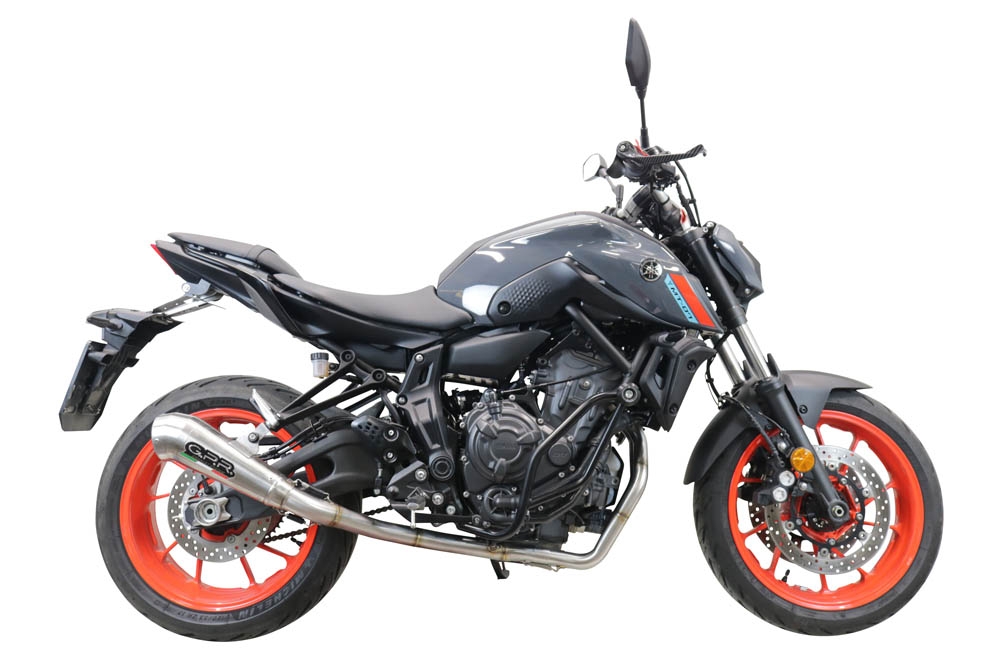 Scarico compatibile con Yamaha Mt-07 2021-2024, Powercone Evo, Scarico completo racing, fornito con db killer estraibile e collettore, non conforme per uso stradale