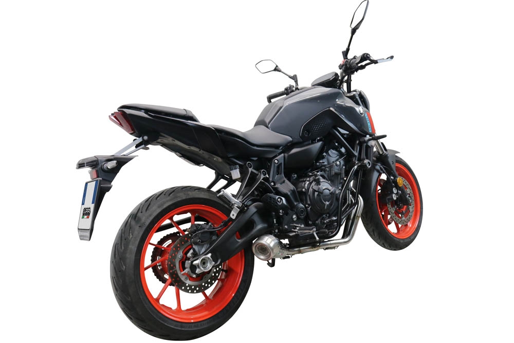 Scarico compatibile con Yamaha Mt-07 2021-2024, Powercone Evo, Scarico completo omologato,fornito con db killer estraibile,catalizzatore e collettore