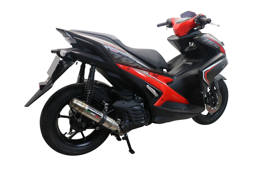 Scarico compatibile con Yamaha Aerox 155 2021-2022, Deeptone Inox, Scarico completo racing, fornito con db killer estraibile e collettore, non conforme per uso stradale