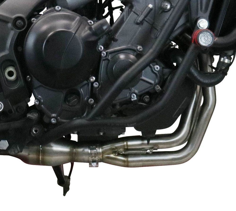 Exhaust system compatible with Yamaha Tracer 9 2021-2023, Dual Poppy, Homologated legal full system exhaust, including removable db killer and catalyst 