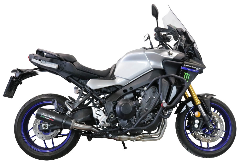 Exhaust compatible with Yamaha Tracer 9 2021-2024, M3 Black Titanium, Homologated legal full system exhaust, including removable db killer and catalyst 