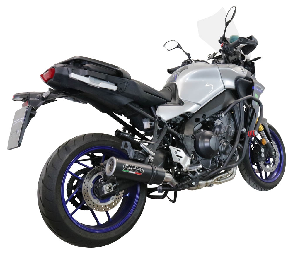 Exhaust compatible with Yamaha Tracer 9 2021-2024, M3 Black Titanium, Homologated legal full system exhaust, including removable db killer and catalyst 