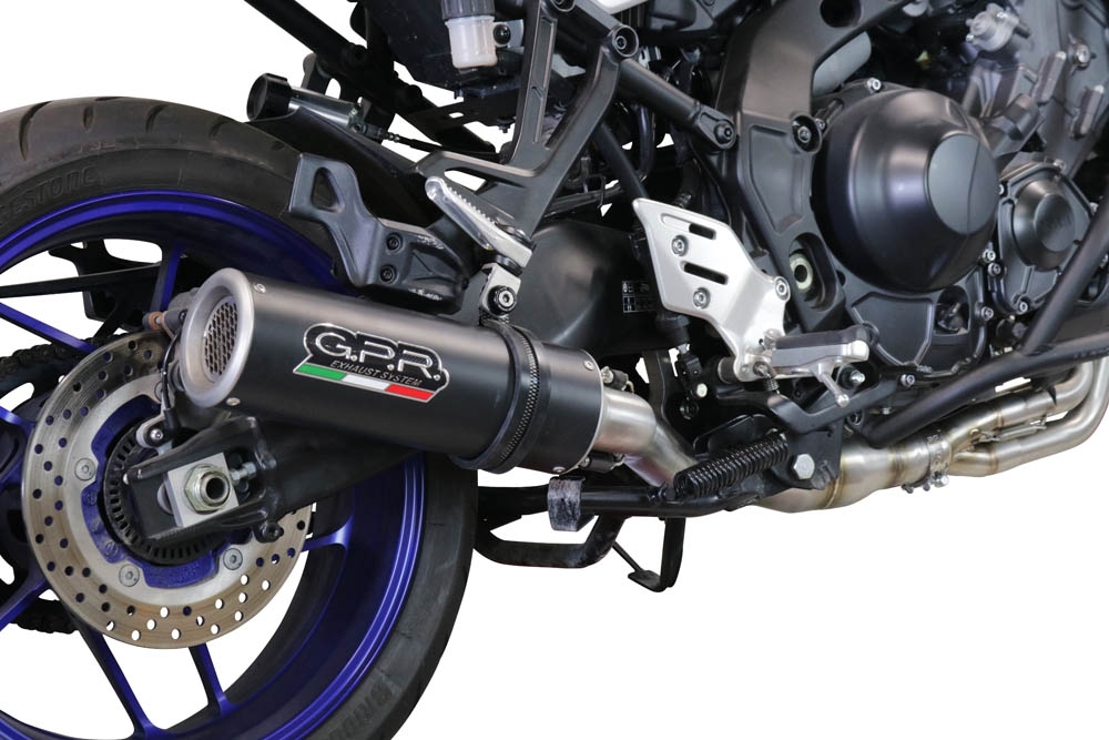 Exhaust compatible with Yamaha Tracer 9 2021-2024, M3 Black Titanium, Homologated legal full system exhaust, including removable db killer and catalyst 