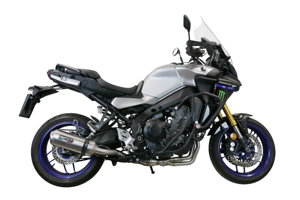 Scarico compatibile con Yamaha Tracer 9 2021-2024, Satinox , Scarico completo omologato,fornito con db killer estraibile,catalizzatore e collettore