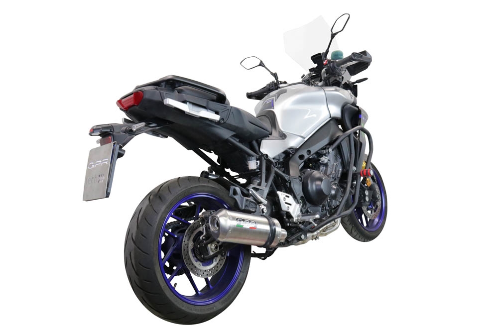 Scarico compatibile con Yamaha Tracer 9 2021-2024, Satinox , Scarico completo omologato,fornito con db killer estraibile,catalizzatore e collettore