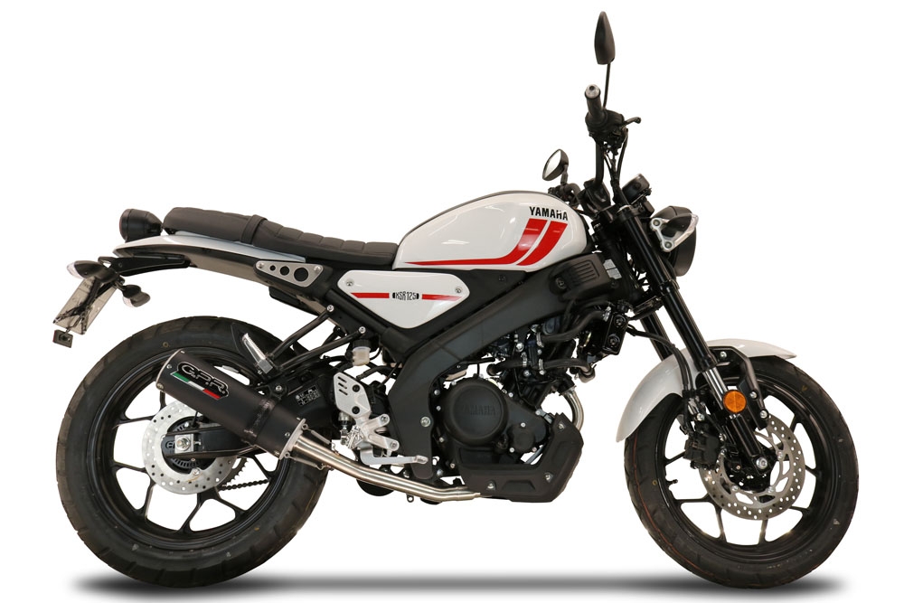 Scarico compatibile con Yamaha XSR 125 2021-2025, M3 Black Titanium, Scarico completo omologato,fornito con db killer estraibile,catalizzatore e collettore