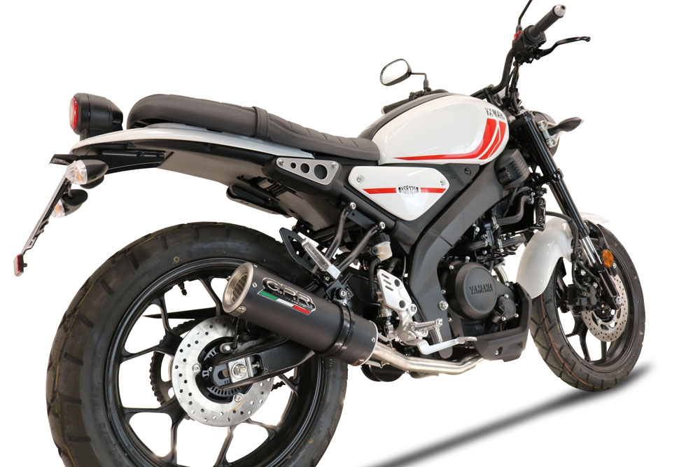 Scarico compatibile con Yamaha XSR 125 2021-2025, M3 Black Titanium, Scarico completo omologato,fornito con db killer estraibile,catalizzatore e collettore