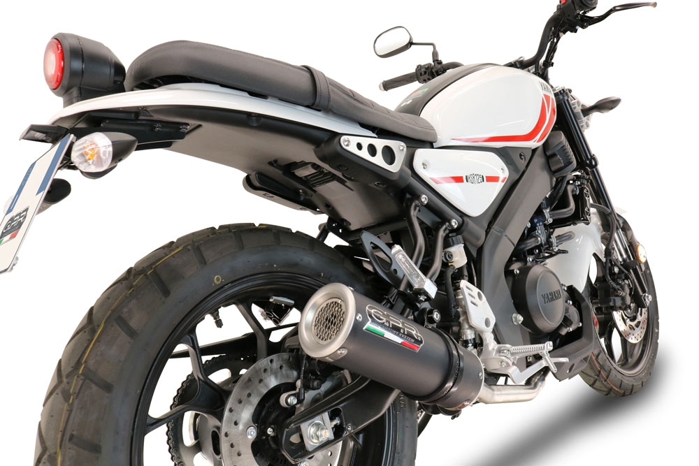 Scarico compatibile con Yamaha XSR 125 2021-2025, M3 Black Titanium, Scarico completo omologato,fornito con db killer estraibile,catalizzatore e collettore