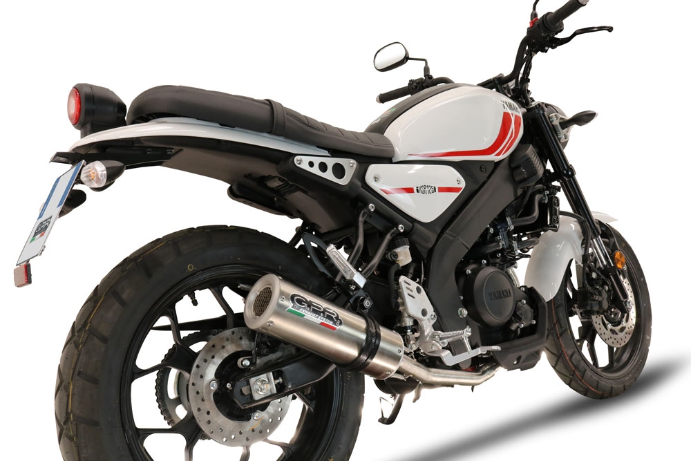 Scarico compatibile con Yamaha XSR 125 2021-2025, M3 Inox , Scarico completo omologato,fornito con db killer estraibile,catalizzatore e collettore
