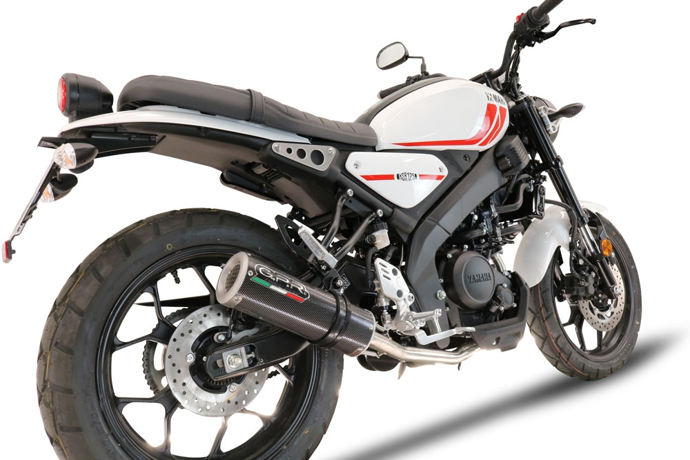 Scarico compatibile con Yamaha XSR 125 2021-2025, M3 Poppy , Scarico completo omologato,fornito con db killer estraibile,catalizzatore e collettore