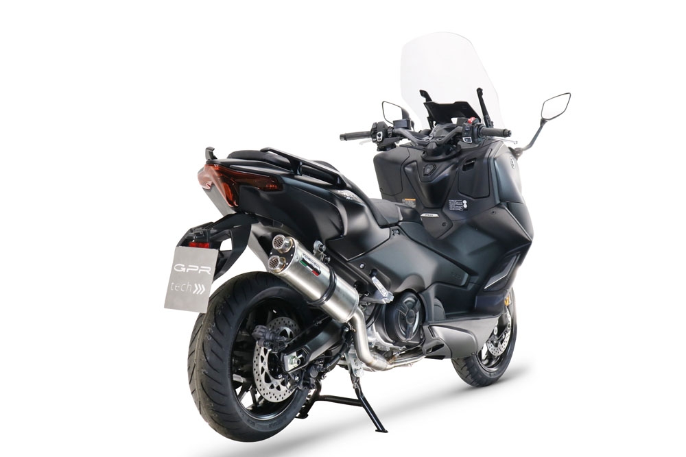 Scarico compatibile con Yamaha T-Max 560 2022-2024, Dual Inox, Scarico completo omologato,fornito con db killer estraibile,catalizzatore e collettore
