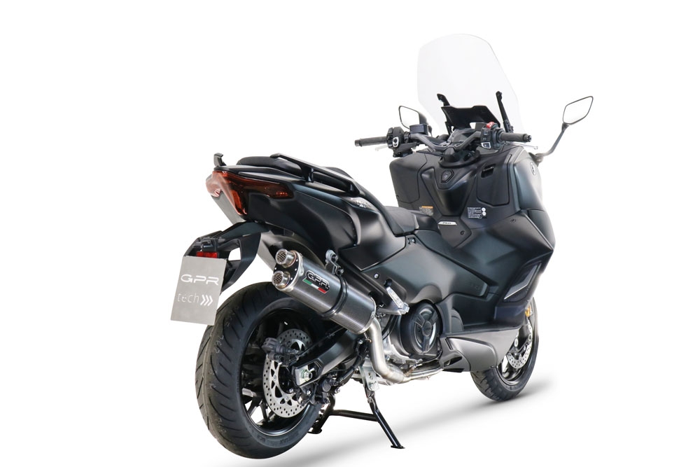 Scarico compatibile con Yamaha T-Max 560 2022-2024, Dual Poppy, Scarico completo omologato,fornito con db killer estraibile,catalizzatore e collettore