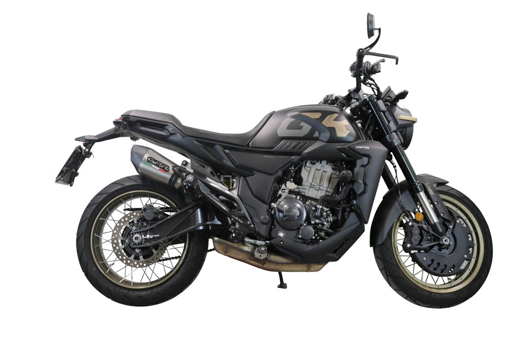 Scarico compatibile con Zontes 350 T1 ADV 2022-2024, GP Evo4 Titanium, Scarico omologato, silenziatore con db killer estraibile e raccordo specifico