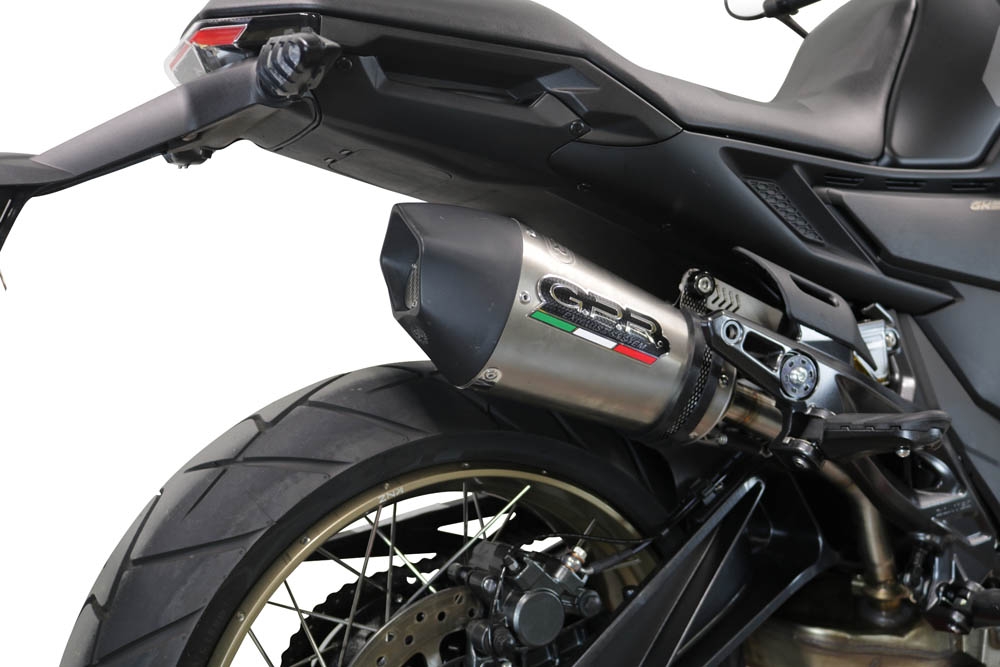 Exhaust system compatible with Zontes 350 T2 ADV 2022-2024, GP Evo4 Titanium, Homologated legal slip-on exhaust including removable db killer and link pipe 