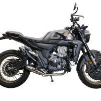 Exhaust compatible with Zontes 350 T2 ADV 2022-2024, Deeptone Inox, Racing full system exhaust, including removable db killer 
