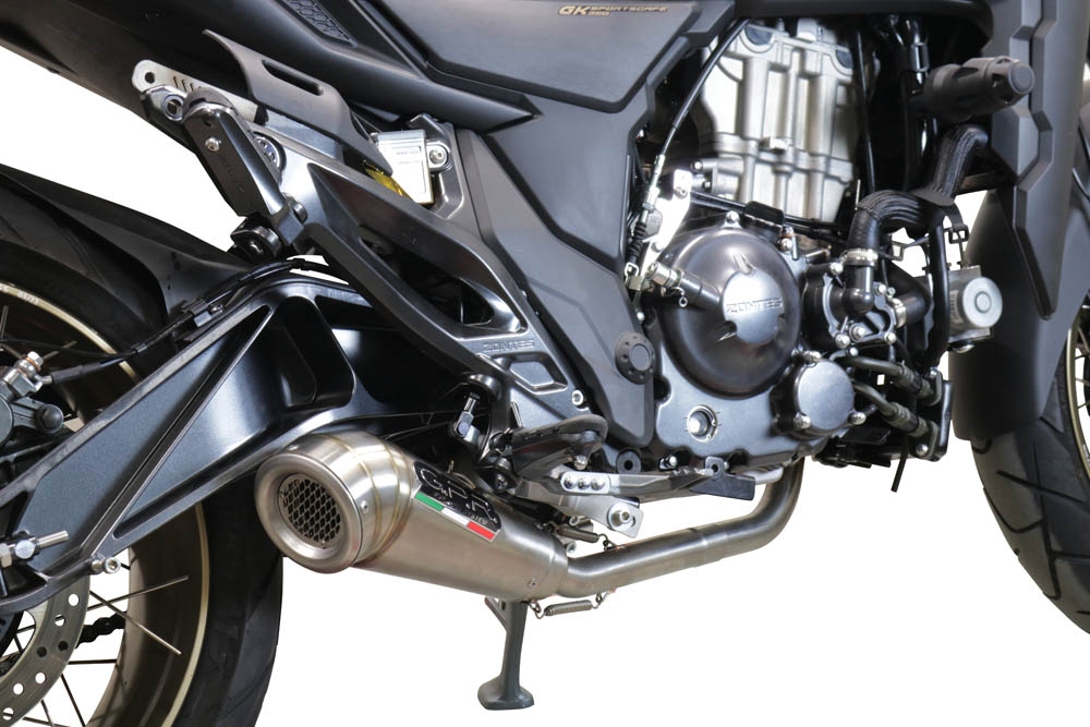 Exhaust compatible with Zontes 350 T1 ADV 2022-2024, Deeptone Inox, Racing full system exhaust, including removable db killer 