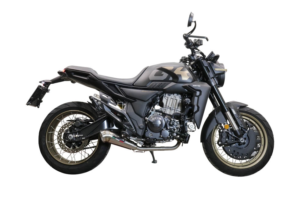 Exhaust compatible with Zontes 350 T1 ADV 2022-2024, Deeptone Inox, Racing full system exhaust, including removable db killer 