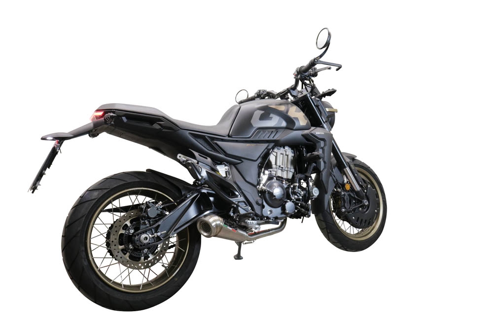 Exhaust compatible with Zontes 350 T1 ADV 2022-2024, Deeptone Inox, Racing full system exhaust, including removable db killer 