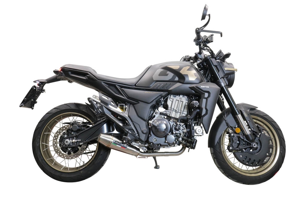 Scarico compatibile con Zontes 350 GK 2022-2024, Ultracone, Scarico completo racing, fornito con db killer estraibile e collettore, non legale per uso stradale