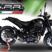 Scarico compatibile con Benelli Leoncino 500 Trail 2017-2024, Gpe Ann. Black titanium, Scarico omologato, silenziatore con db killer estraibile e raccordo specifico