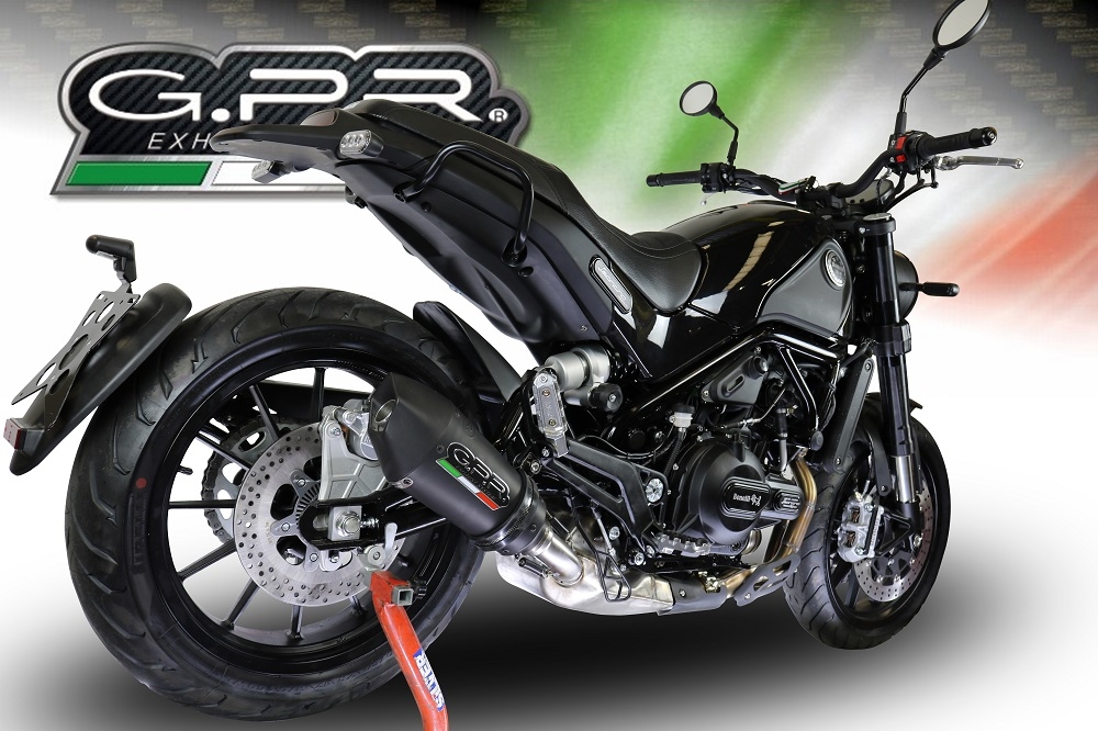 Scarico compatibile con Benelli Leoncino 500 Trail 2017-2024, Gpe Ann. Black titanium, Scarico omologato, silenziatore con db killer estraibile e raccordo specifico