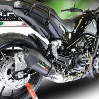 Scarico compatibile con Benelli Leoncino 500 Trail 2017-2024, Gpe Ann. Black titanium, Scarico omologato, silenziatore con db killer estraibile e raccordo specifico