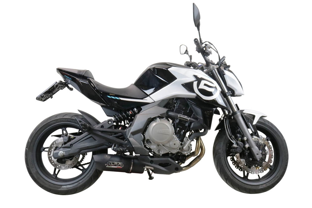 Scarico compatibile con Cf Moto 650 Nk 2021-2024, Furore Nero, Terminale di scarico Racing, con raccordo specifico e db killer estraibile