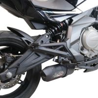 Scarico compatibile con Cf Moto 650 Nk 2021-2024, Furore Nero, Terminale di scarico Racing, con raccordo specifico e db killer estraibile