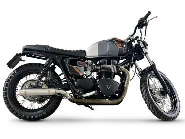 Exhaust compatible with Triumph BONNEVILLE T100 2001-2014, Deeptone Inox, Dual Homologated legal slip-on exhaust including removable db killers and link pipes 